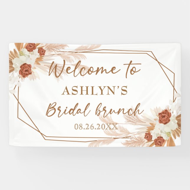 Banderoles Boho Pampas Grass Élégant Brunch nuptial Contexte (Horizontal)