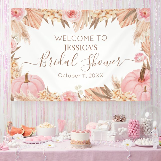 Banderoles Boho Pampas Pink Pumpkin bridal shower Welcome  (Fête)
