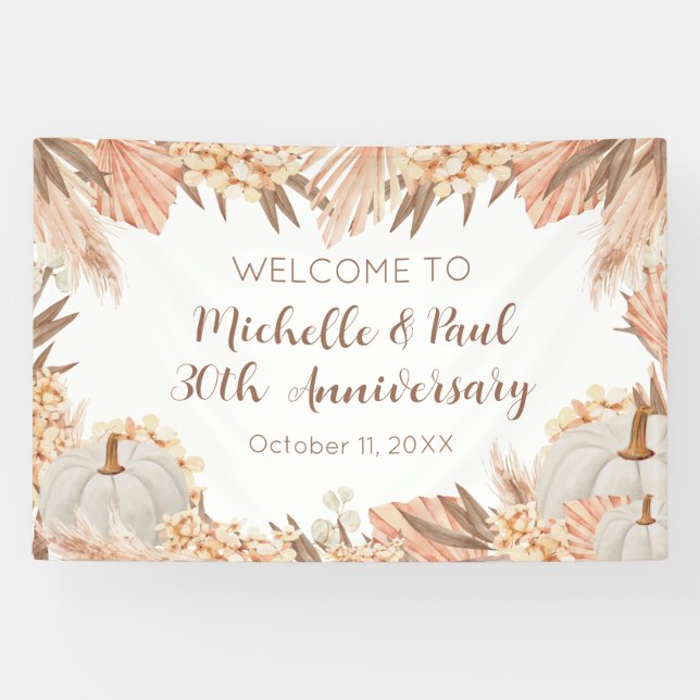 Banderoles Boho Pampas Pumpkin anniversary Welcome banner (Horizontal)