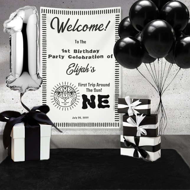 Banderoles Boho Premier voyage autour du soleil 1er anniversa (Créateur téléchargé)