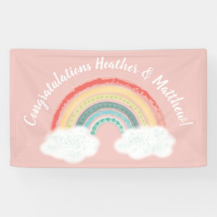 Banderoles Boho Rainbow Baby shower rose