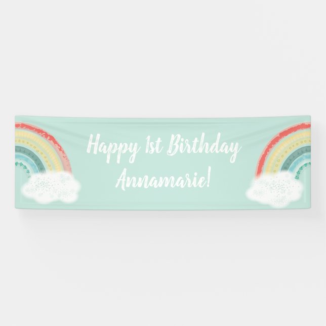 Banderoles Boho Rainbow Birthday Party Kinder (Horizontal)