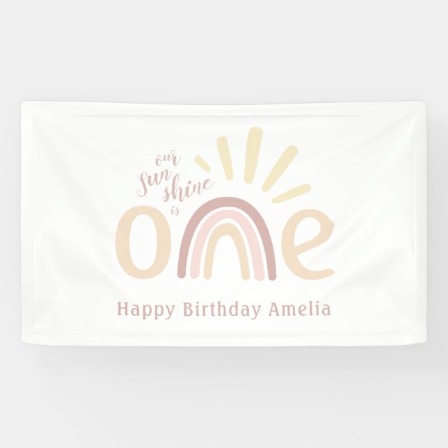 Banderoles Boho Rainbow et Sunshine 1er anniversaire (Horizontal)