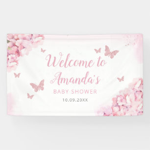 Banderoles Boho Rose Aquarelle Floral Butterfly Baby shower