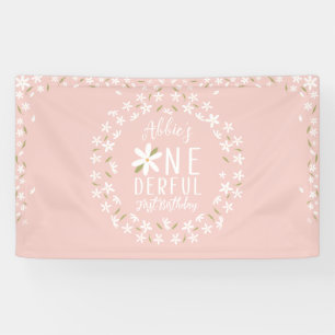 Banderoles Boho Rose Daisy Premier anniversaire Contexte