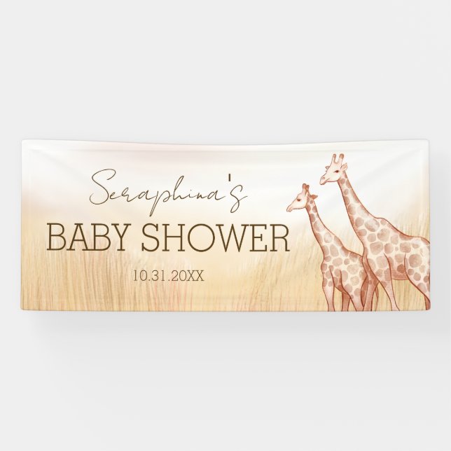 Banderoles Boho Safari Giraffe Baby shower (Horizontal)