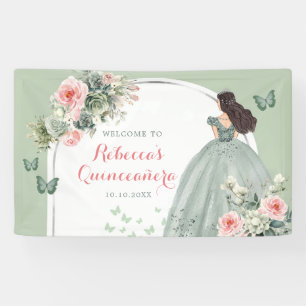 Banderoles Boho Sage Green Princesse Quinceañera Grande