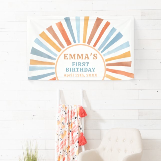 Banderoles Boho Sunshine Soleil Terre Cuite Anniversaire (En situation)