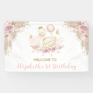 Banderoles Boho Swan Princess Blush Pink Floral Welcome Party