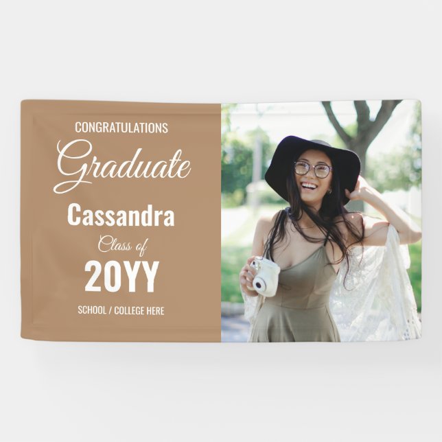 Banderoles Boho Tan Modern Classic Photo Graduation (Horizontal)