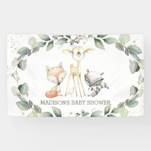 Banderoles Bois Animaux Baby shower de verdure Contexte