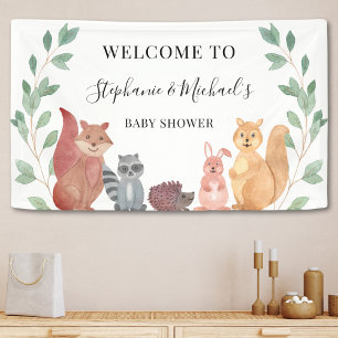 Banderoles Bois Animaux Couple's Baby shower Bienvenue