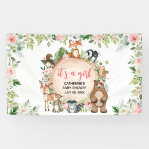 Banderoles Bois Animaux Floral Baby shower en tranches de boi