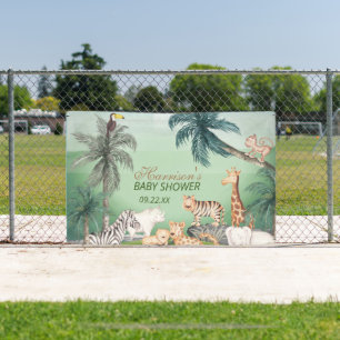 Banderoles Bois Animaux Jungle Baby shower de verdure