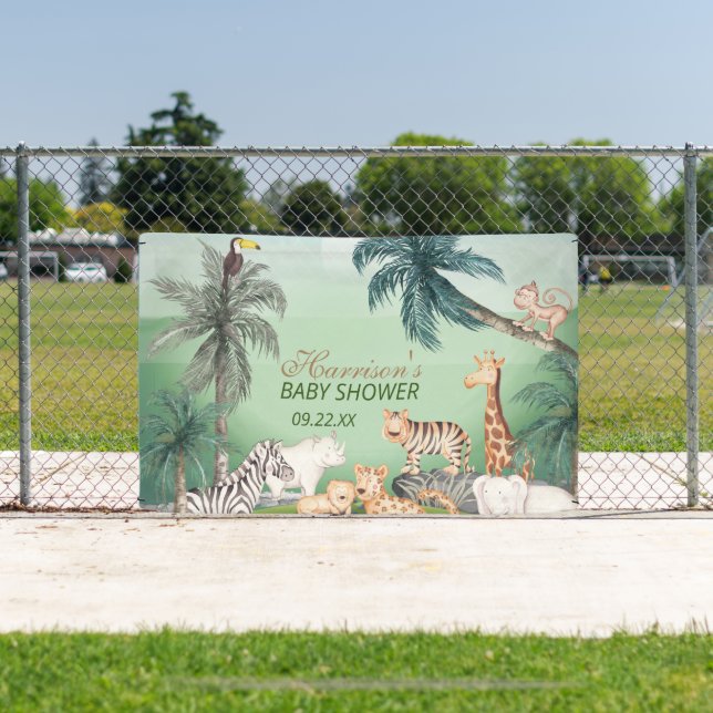 Banderoles Bois Animaux Jungle Baby shower de verdure (Insitu)