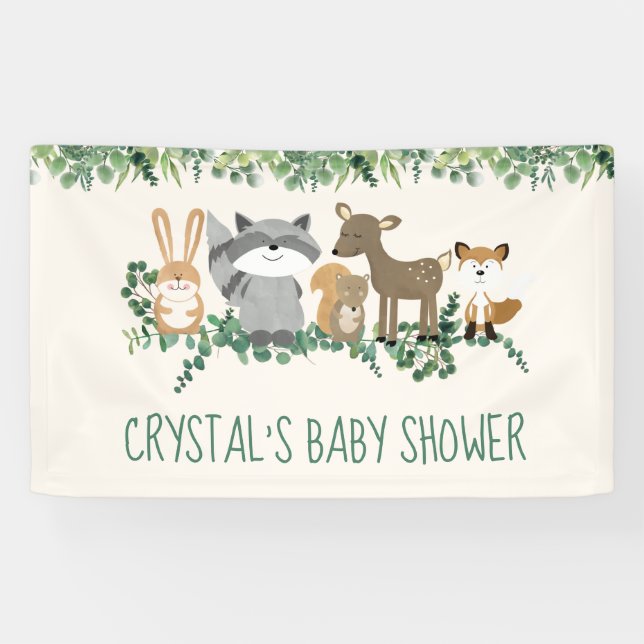 Banderoles Bois Animaux Verdure Décoration Baby shower (Horizontal)