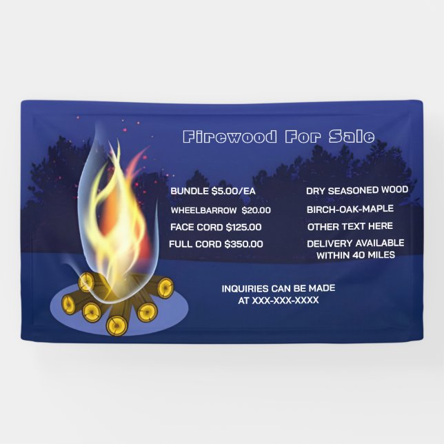 Banderoles Bois de chauffage rustique personnalisé pour la ve (Horizontal)