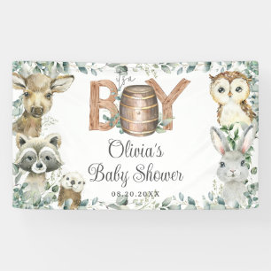 Banderoles Bois rustique Animaux Garçon Baby shower fond