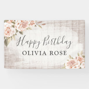 Banderoles Bois rustique & Shabby Chic Rose Floral Anniversai
