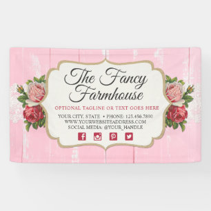 Banderoles Bois rustique shabby chic roses florales vintage r