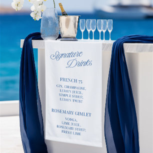 Banderoles Boissons de signature de mariage à l'écriture bleu