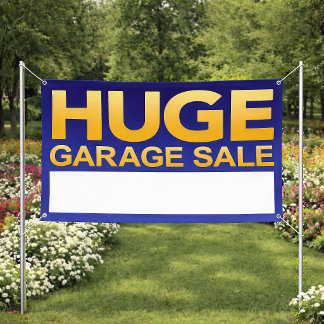 Banderoles Bold Blue & Gold "Huge Garage Sale" 3' x 5' Banner