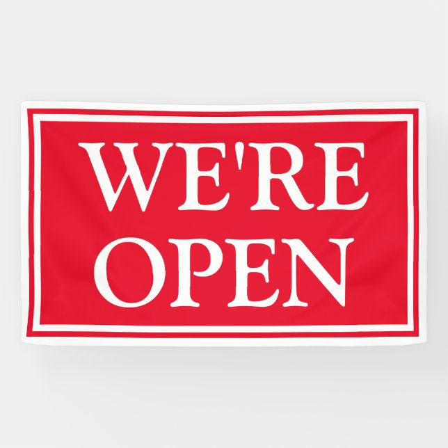 Banderoles Bold Red White Business Nous sommes Open Banner (Horizontal)