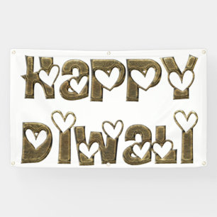 Banderoles Bon Diwali Saluant Coeur mignon Typographie