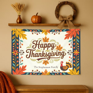 Banderoles Bon thanksgiving d'art populaire vintage