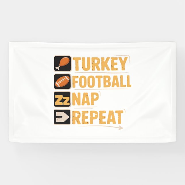 Banderoles Bon thanksgiving Turquie Football Nap Repeat Funn (Horizontal)