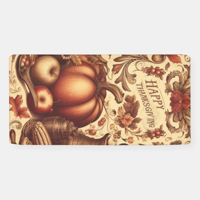 Banderoles Bon thanksgiving vintage/classique (Horizontal)