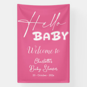 Banderoles Bonjour Bébé Élégante Baby Shower Rose Foncé