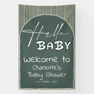 Banderoles Bonjour Bébé Rayures Vert Foncé Baby Shower