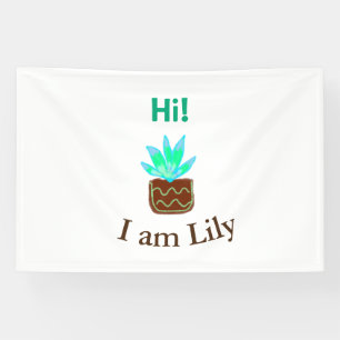 Banderoles Bonjour Je suis Lily cactus succulent ajouter nom 
