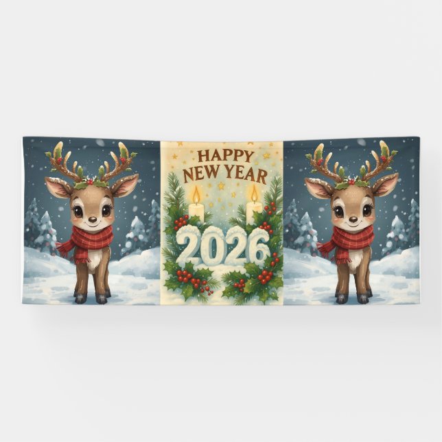 Banderoles bonne année 2026 soirée cosy  (Horizontal)