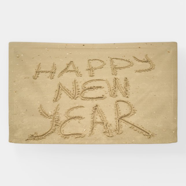 Banderoles Bonne année dans le sable (Horizontal)