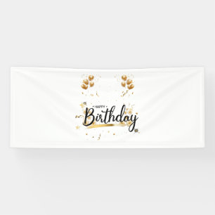Banderoles Bonne Anniversaire Or 2.5x6 Vinyl Banner