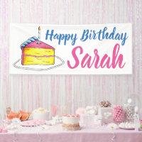 Bonne fête d'anniversaire Pink Cake Slice Candle P