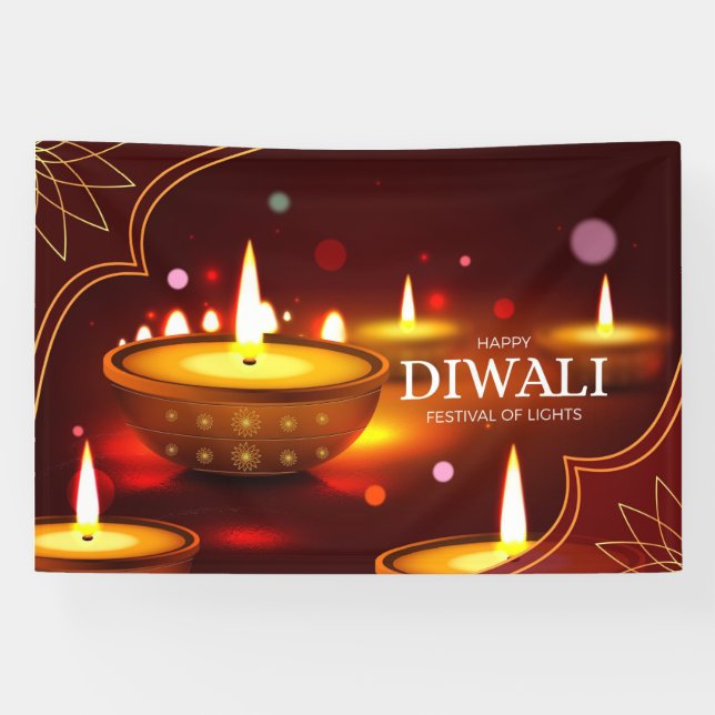Banderoles Bonne fête des lumières de Diwali (Horizontal)