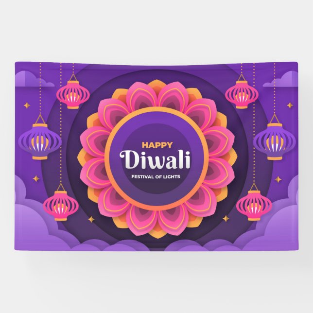 Banderoles Bonne fête des lumières de Diwali (Horizontal)