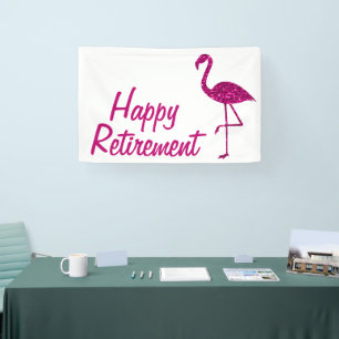 Banderoles Bonne retraite brillant rose flamingo Texte person