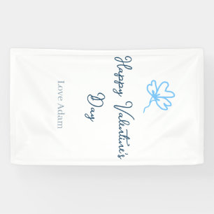 Banderoles Bonne Saint-Valentin bleue fleur nom rustique joye