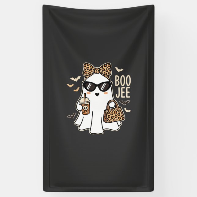 Banderoles Boo Jee Cute Ghost Halloween Leopard Design_1 (Vertical)