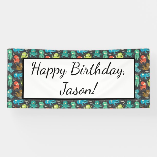 Banderoles Boo Octopus Cute Multicolor Enfants Vêtements & Dé (Horizontal)