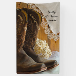 Banderoles Boots de cowboy et dentelle Country Mariage de la 