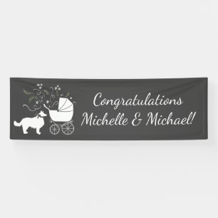 Banderoles Border Collie Chien Baby Shower Chiot Gris