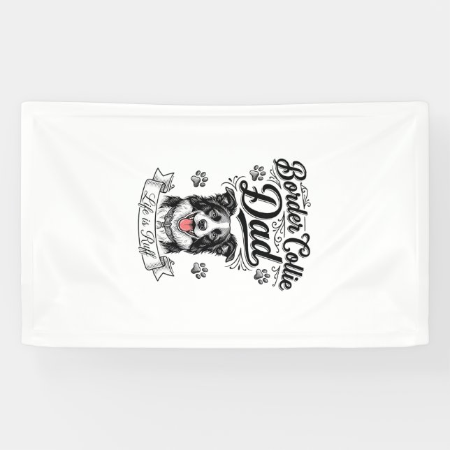 Banderoles Border Collie Dad Vintage Engraving Dog Shirt Desi (Horizontal)