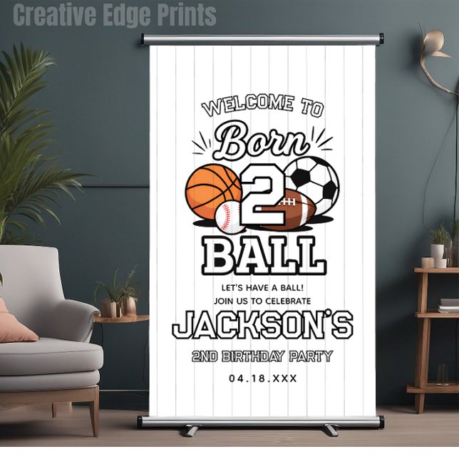 Banderoles Born 2 Ball Sports Themed Boy 2nd Birthday Party (Born 2 Ball Sports Themed Boy 2nd Birthday Party Banner
)