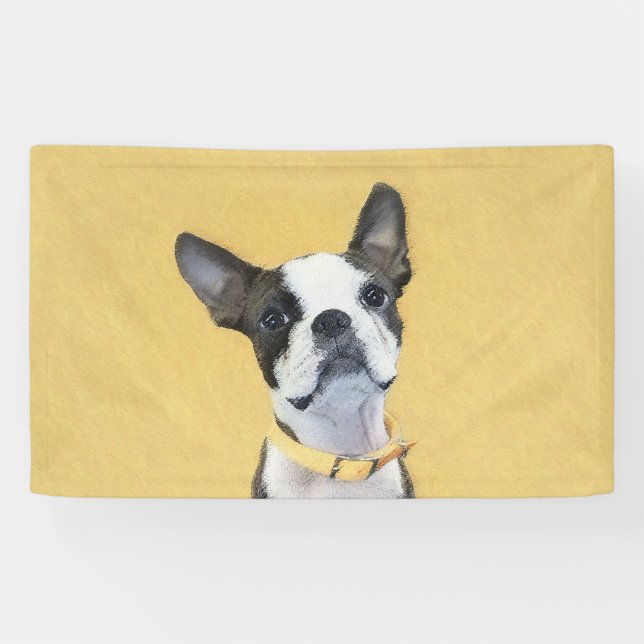 Banderoles Boston Terrier Peinture - Cute Original Chien Art (Horizontal)