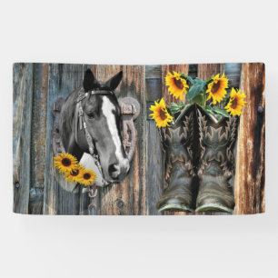 Banderoles Bottes de cowboy Rustique Western Horse Tournesols